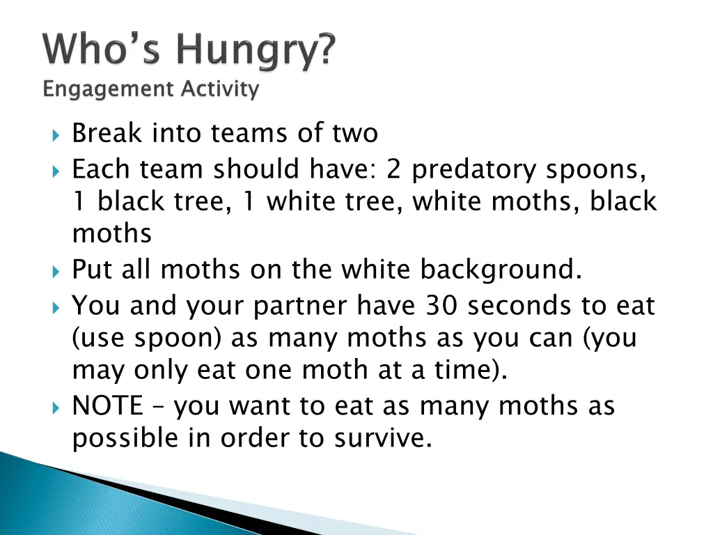 break into teams of two each team should have