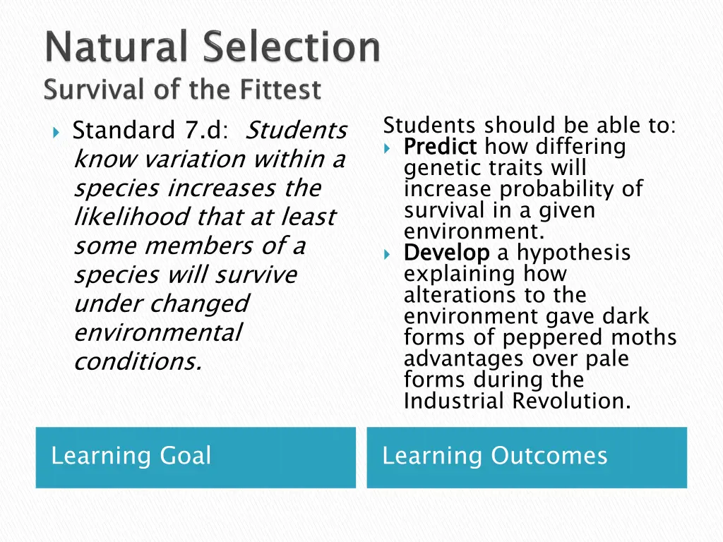 students should be able to predict genetic traits