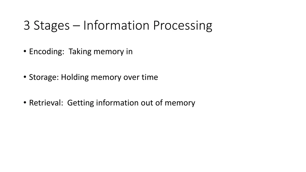 3 stages information processing