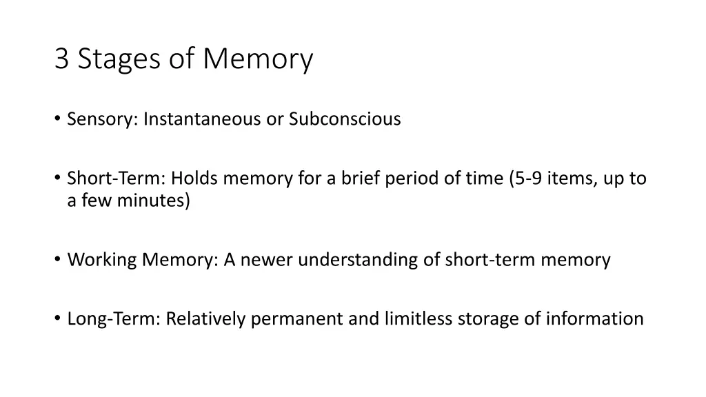 3 stages of memory