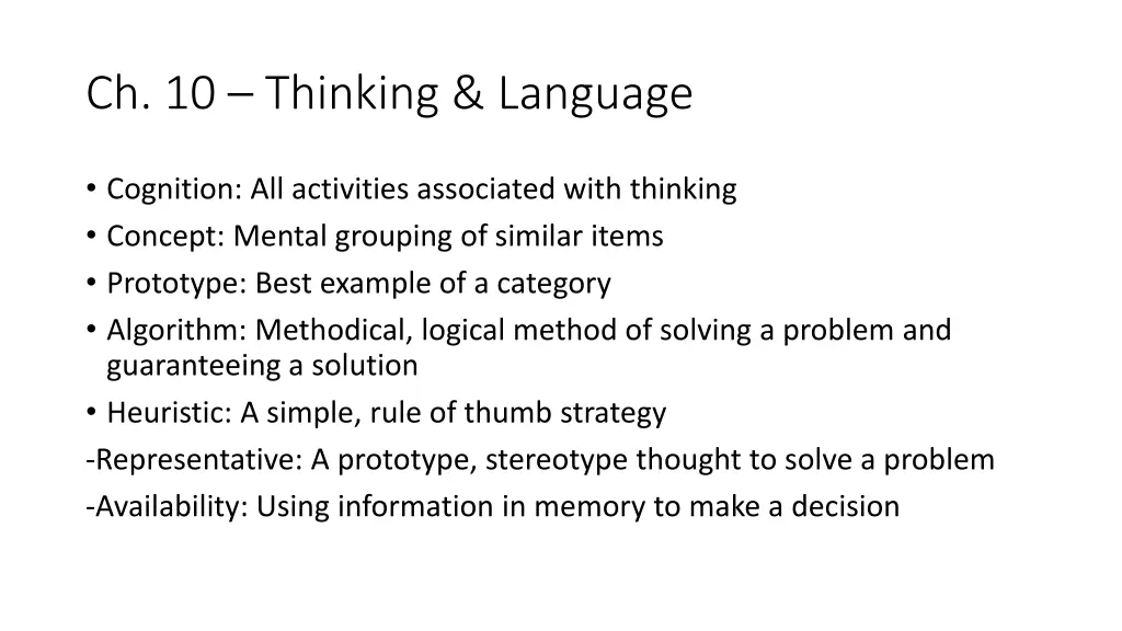 ch 10 thinking language
