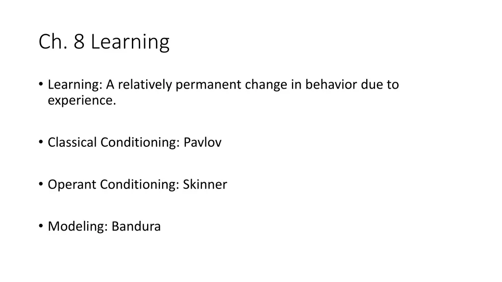 ch 8 learning