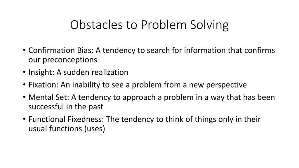 obstacles to problem solving
