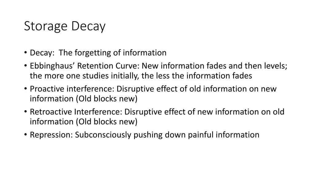 storage decay