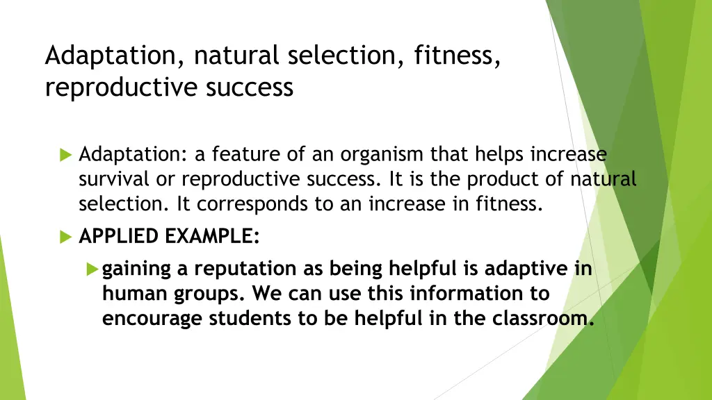 adaptation natural selection fitness reproductive