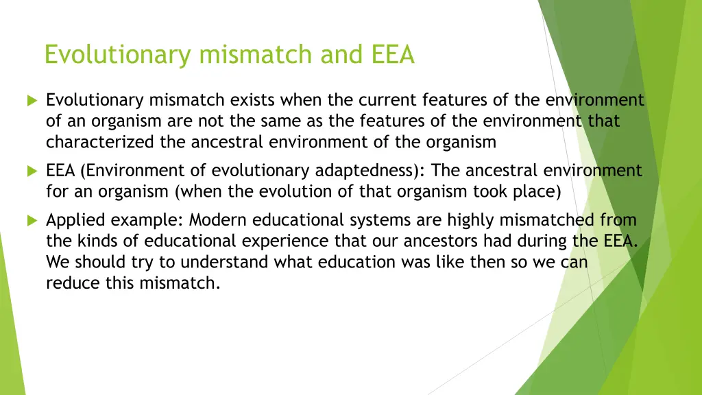 evolutionary mismatch and eea