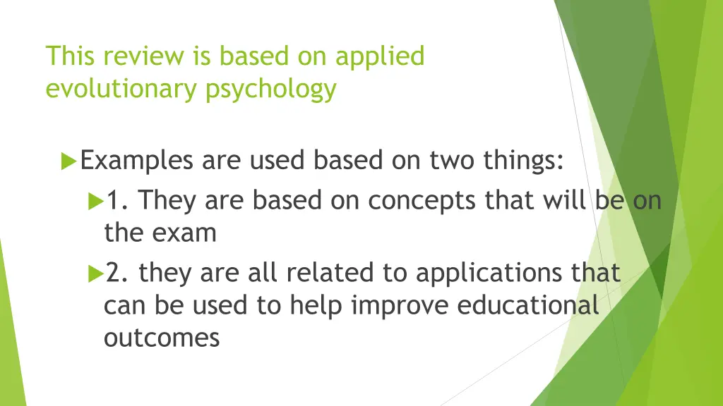 this review is based on applied evolutionary