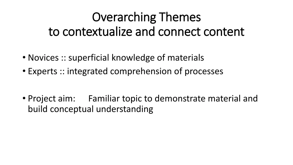 overarching themes overarching themes