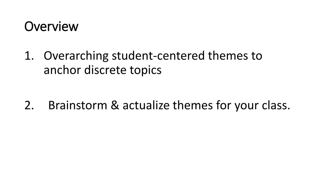 overview overview