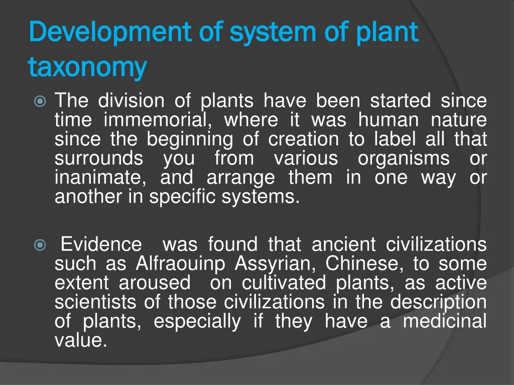development of system of plant development