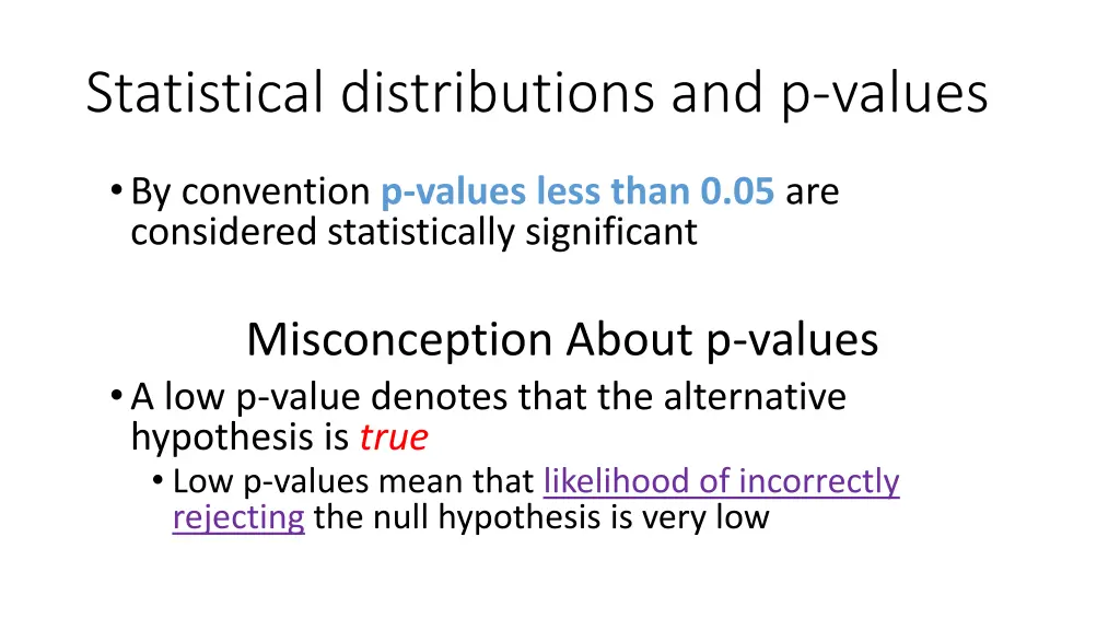 statistical distributions and p values 1