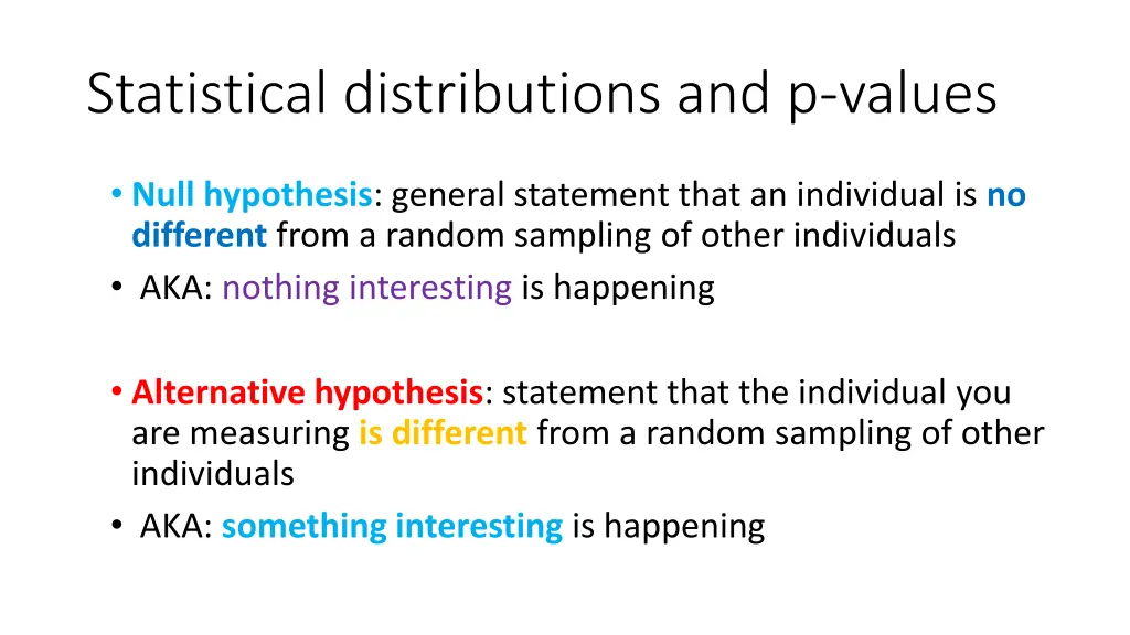 statistical distributions and p values