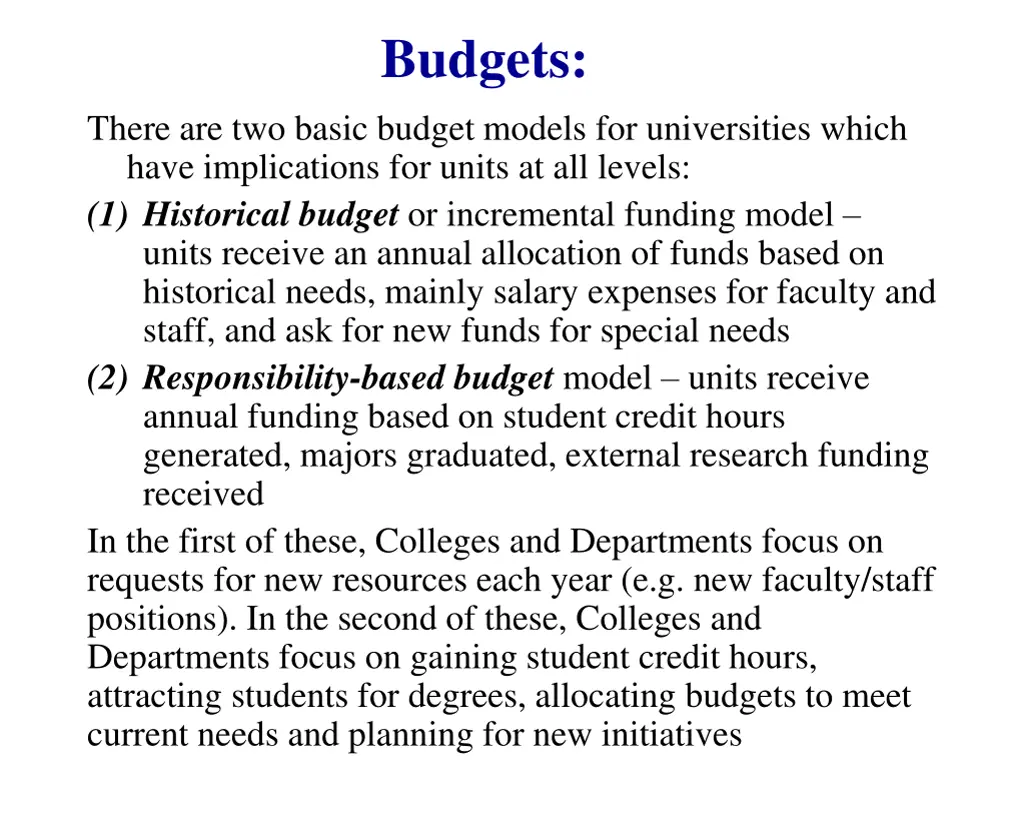 budgets