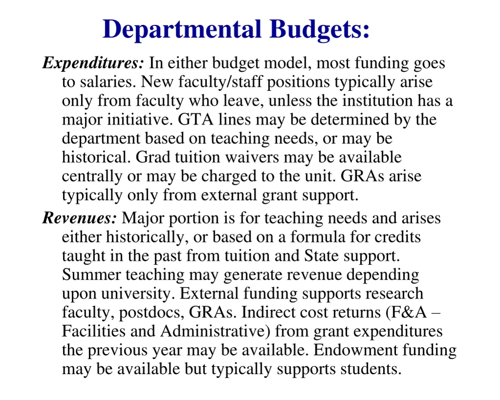 departmental budgets expenditures in either
