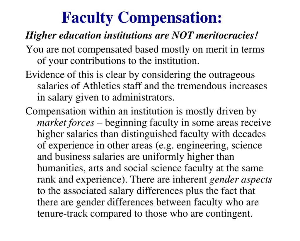 faculty compensation higher education