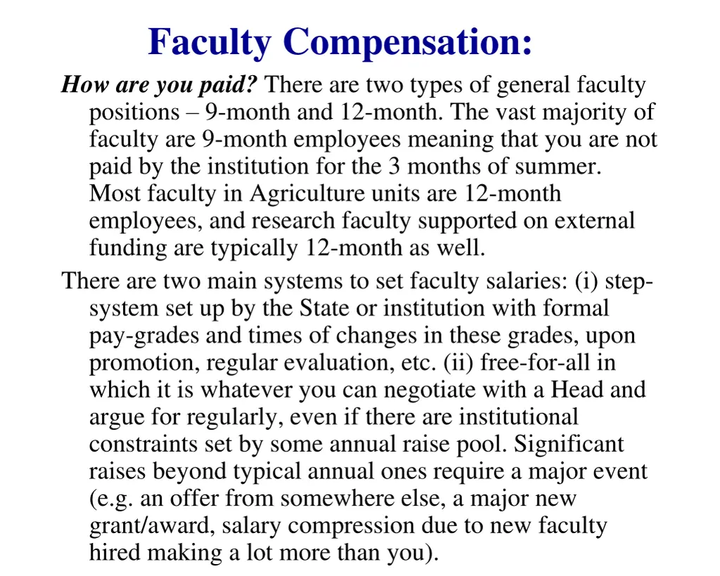 faculty compensation how are you paid there