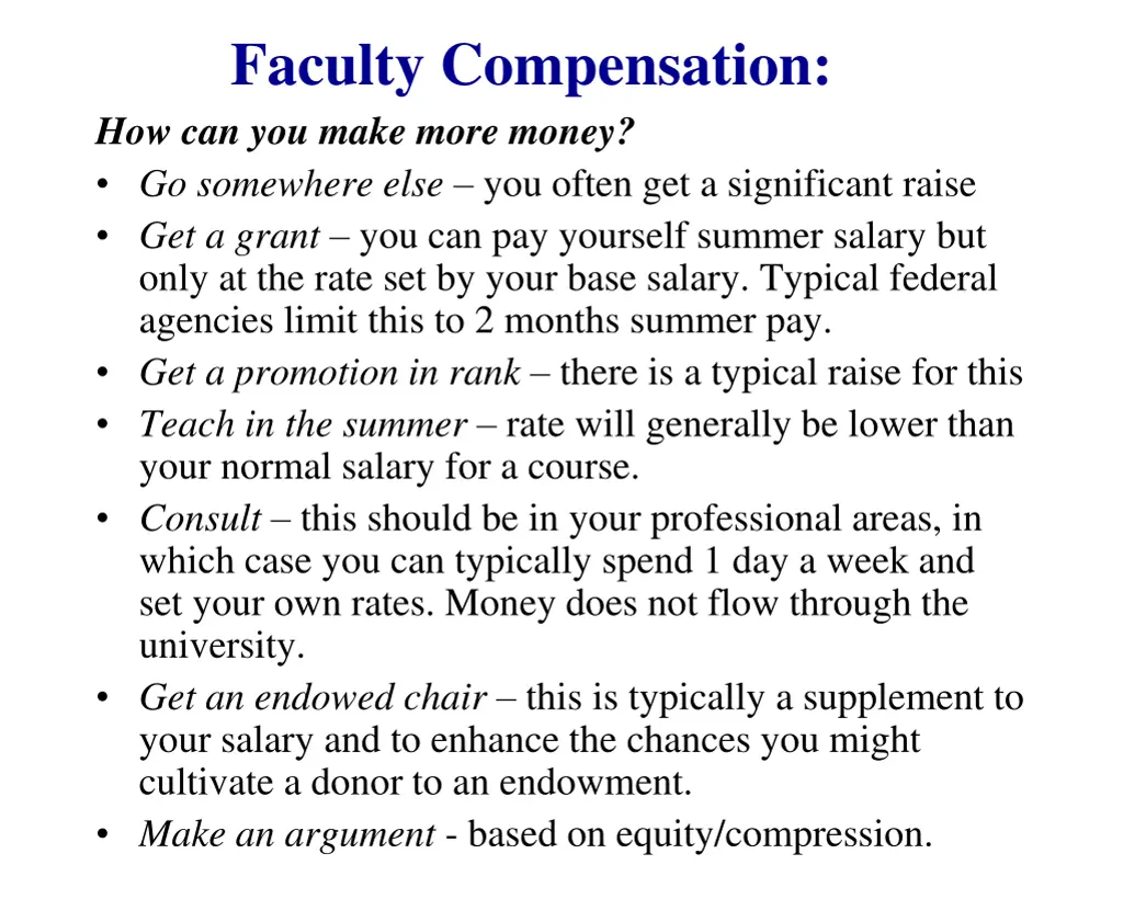 faculty compensation how can you make more money