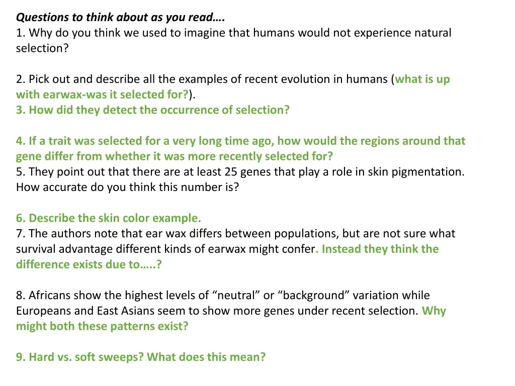 questions to think about as you read