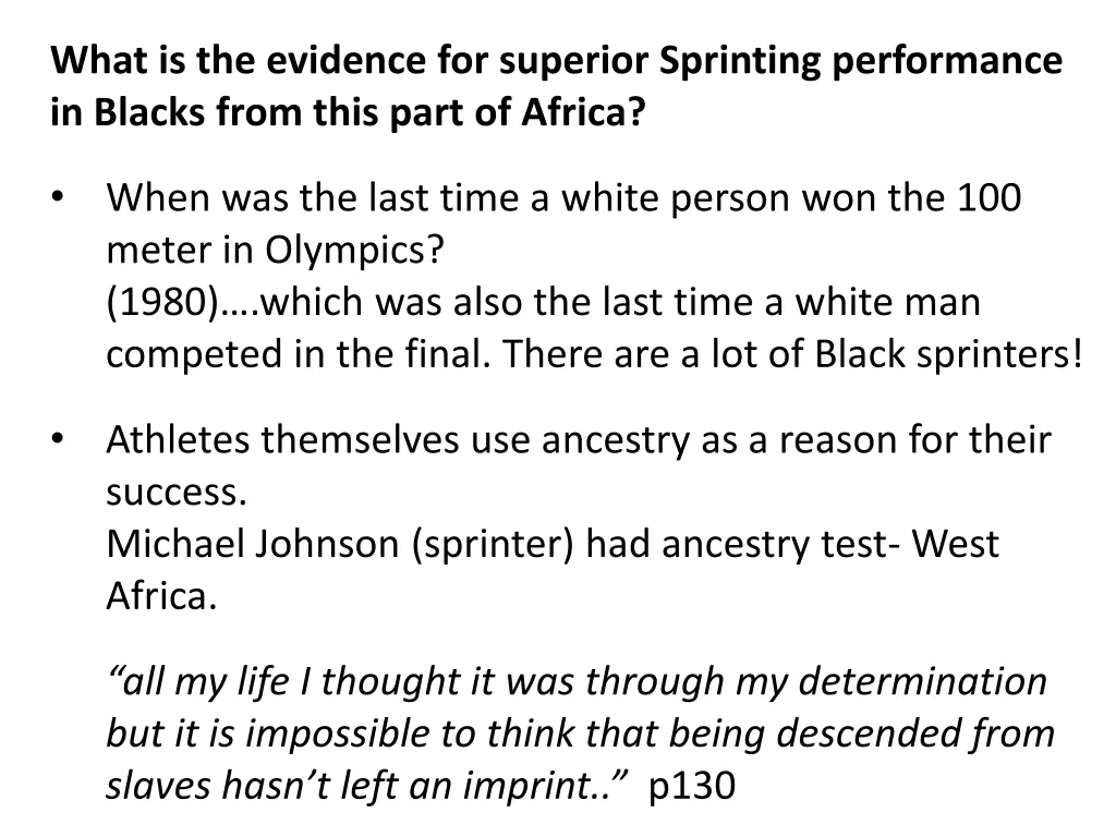 what is the evidence for superior sprinting