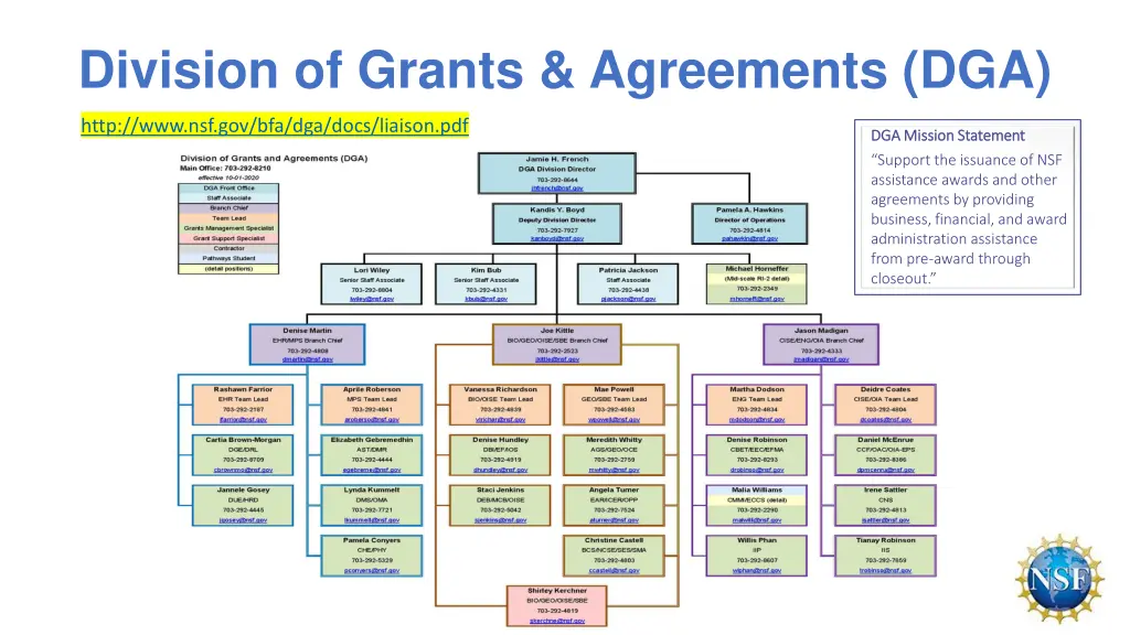 division of grants agreements dga