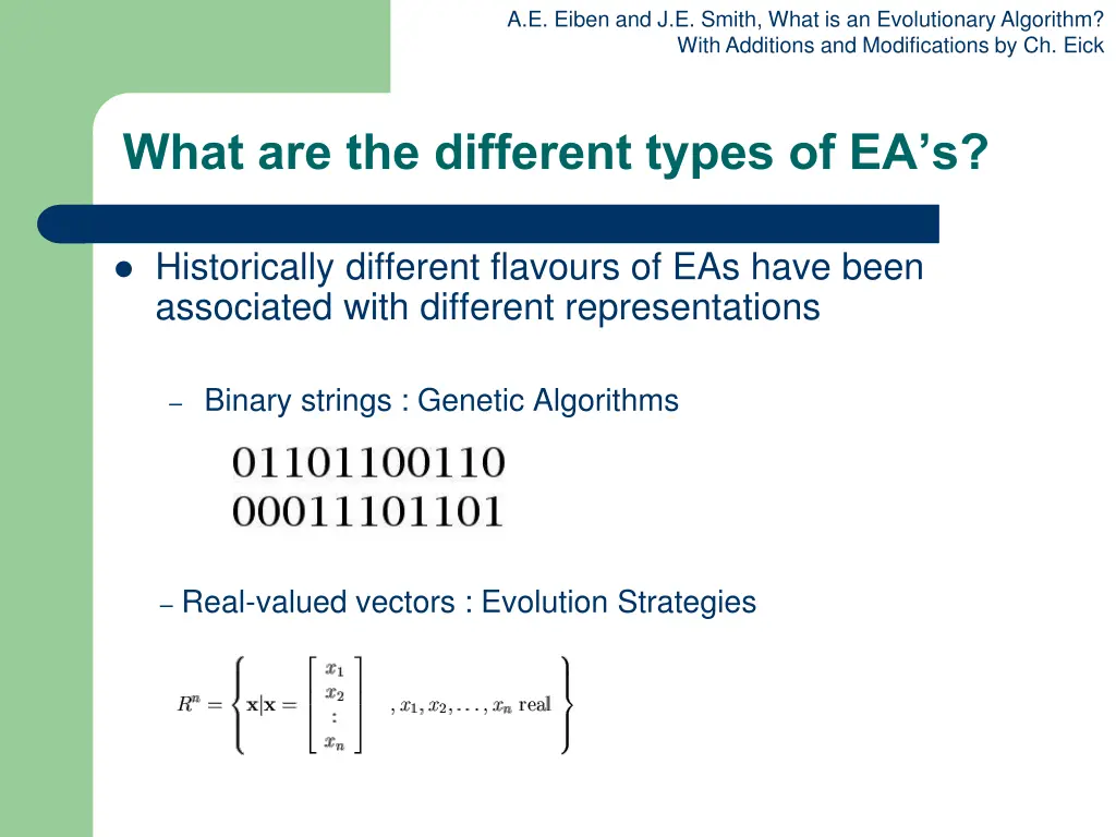 a e eiben and j e smith what is an evolutionary 6