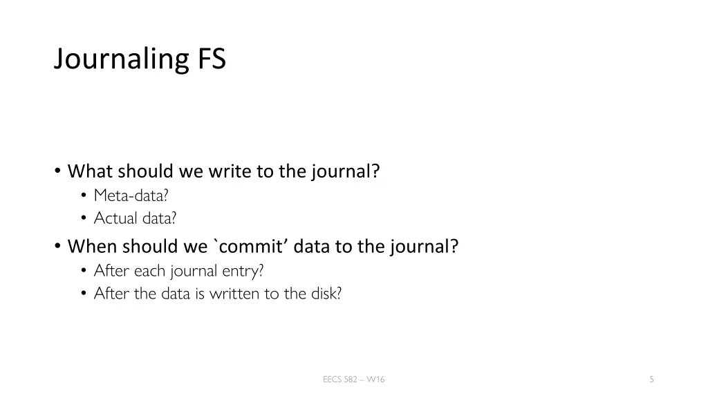journaling fs