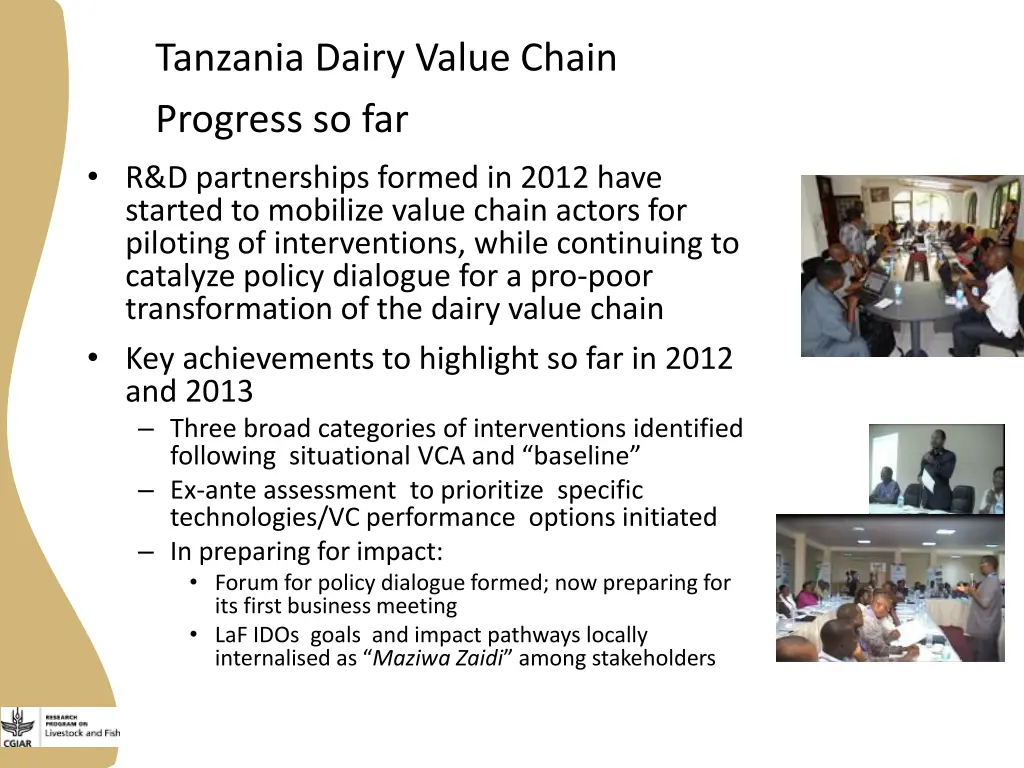tanzania dairy value chain progress