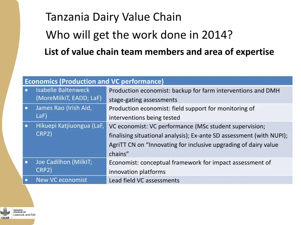 tanzania dairy value chain who will get the work