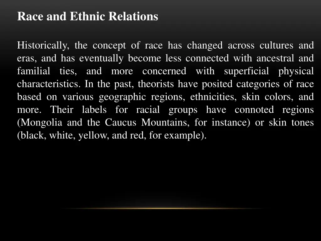 race and ethnic relations