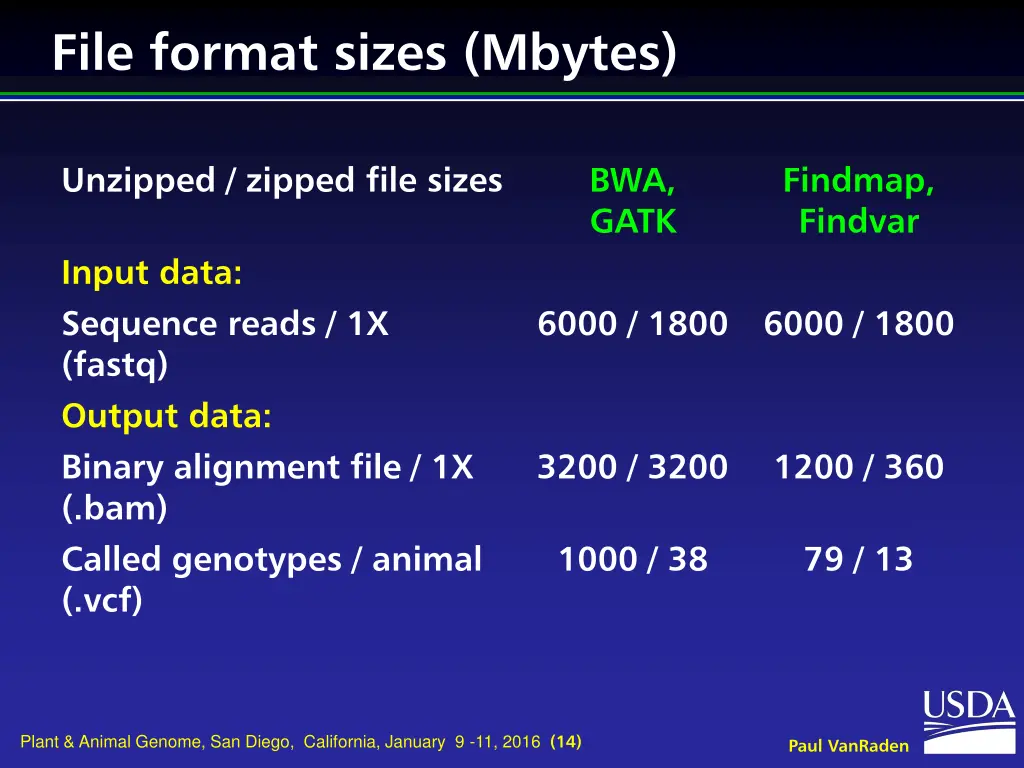 file format sizes mbytes