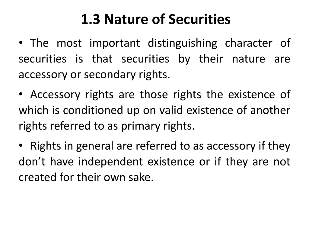 1 3 nature of securities