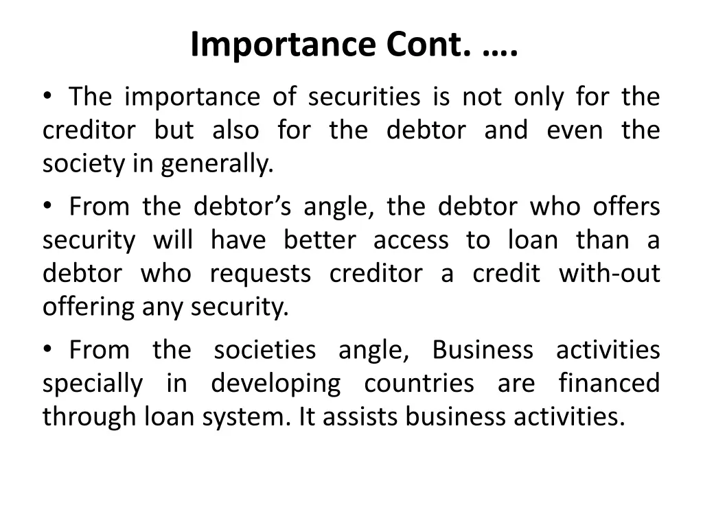 importance cont the importance of securities