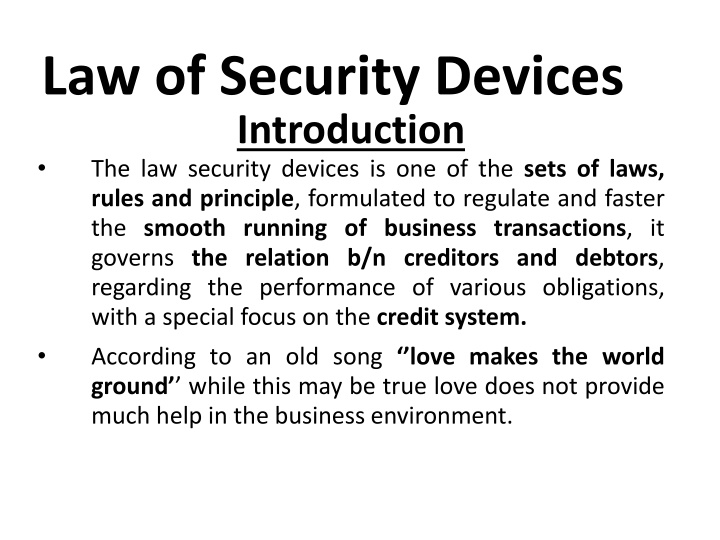 law of security devices introduction