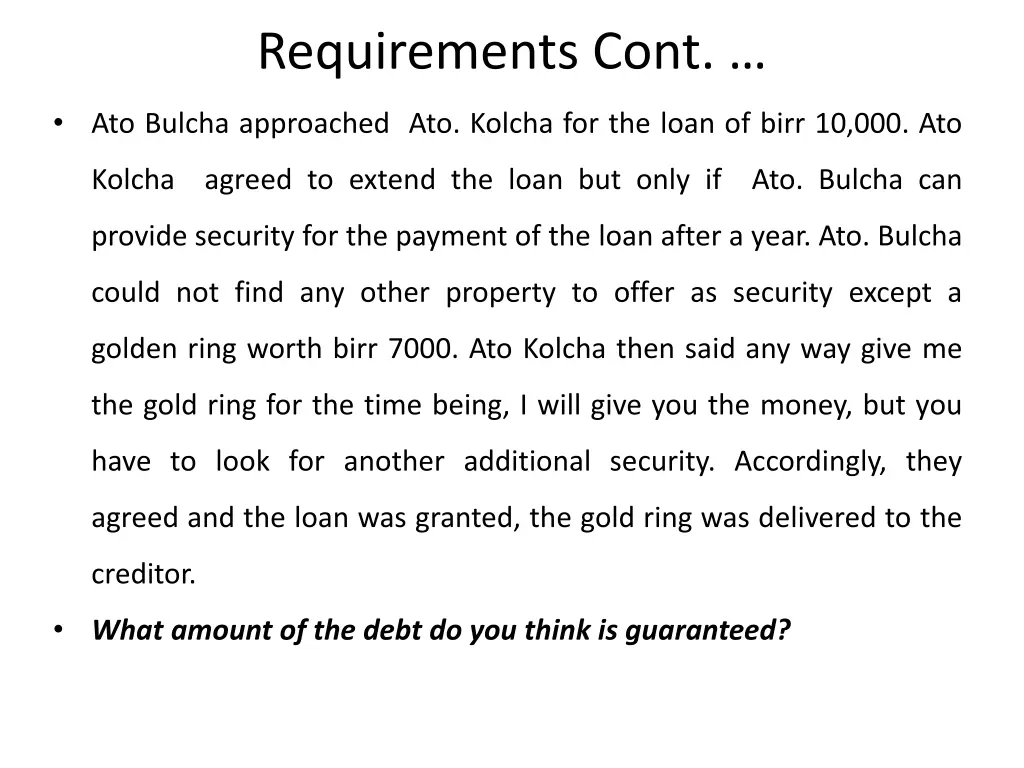 requirements cont