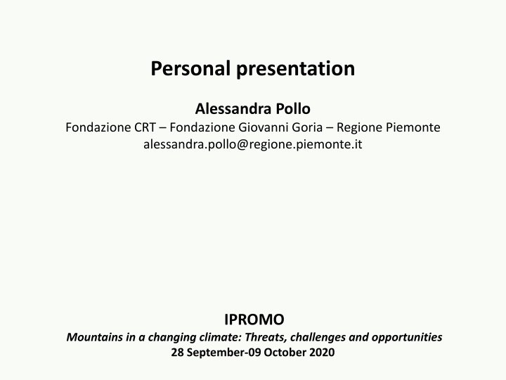 personal presentation