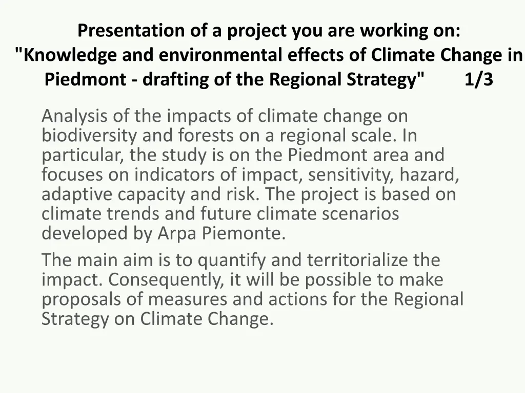 presentation of a project you are working