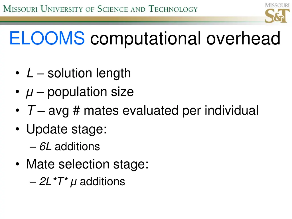 elooms computational overhead