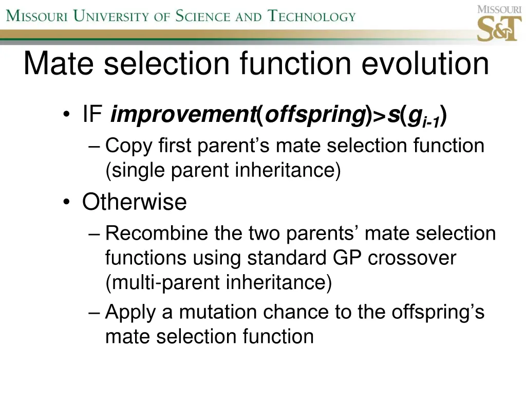 mate selection function evolution 1