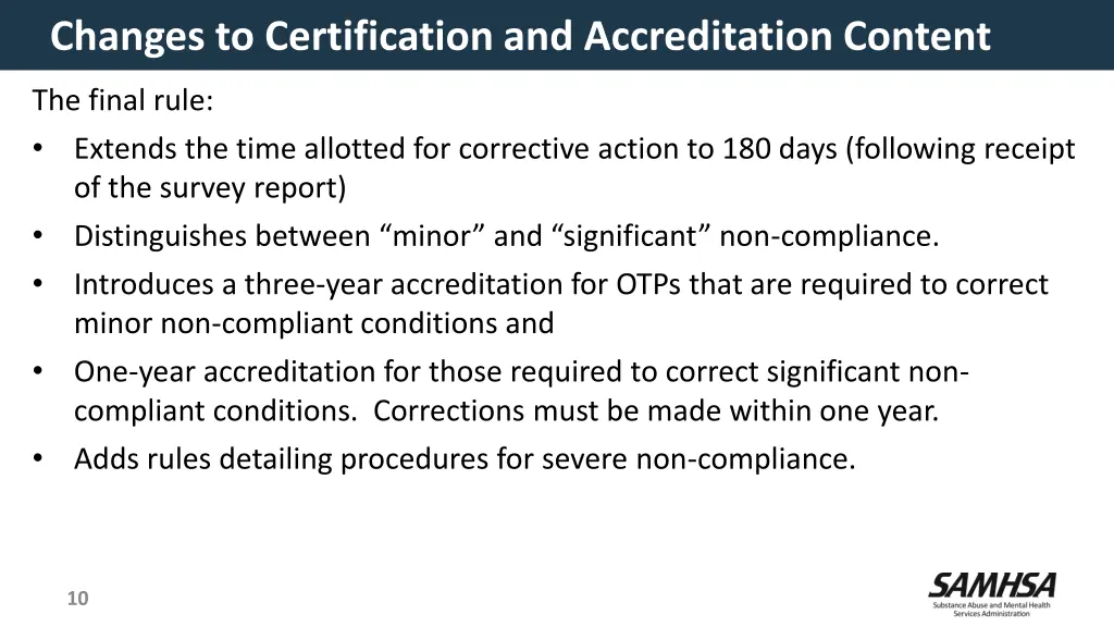changes to certification and accreditation content