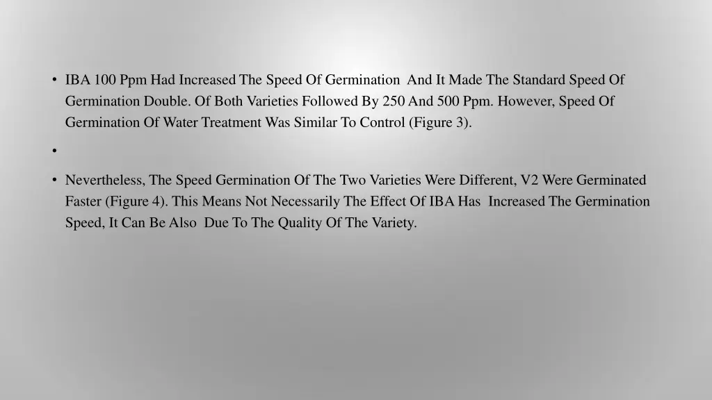 iba 100 ppm had increased the speed