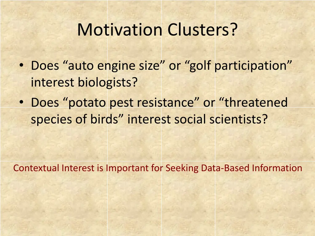 motivation clusters