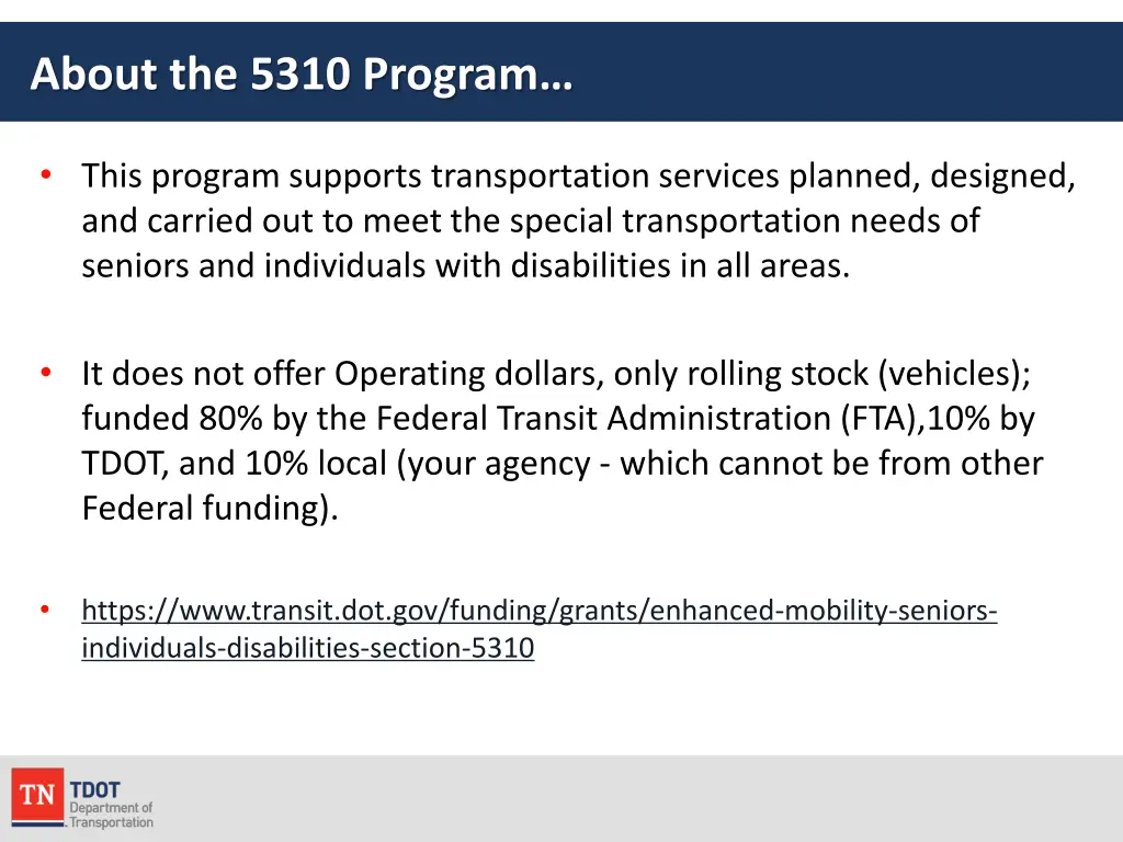 about the 5310 program