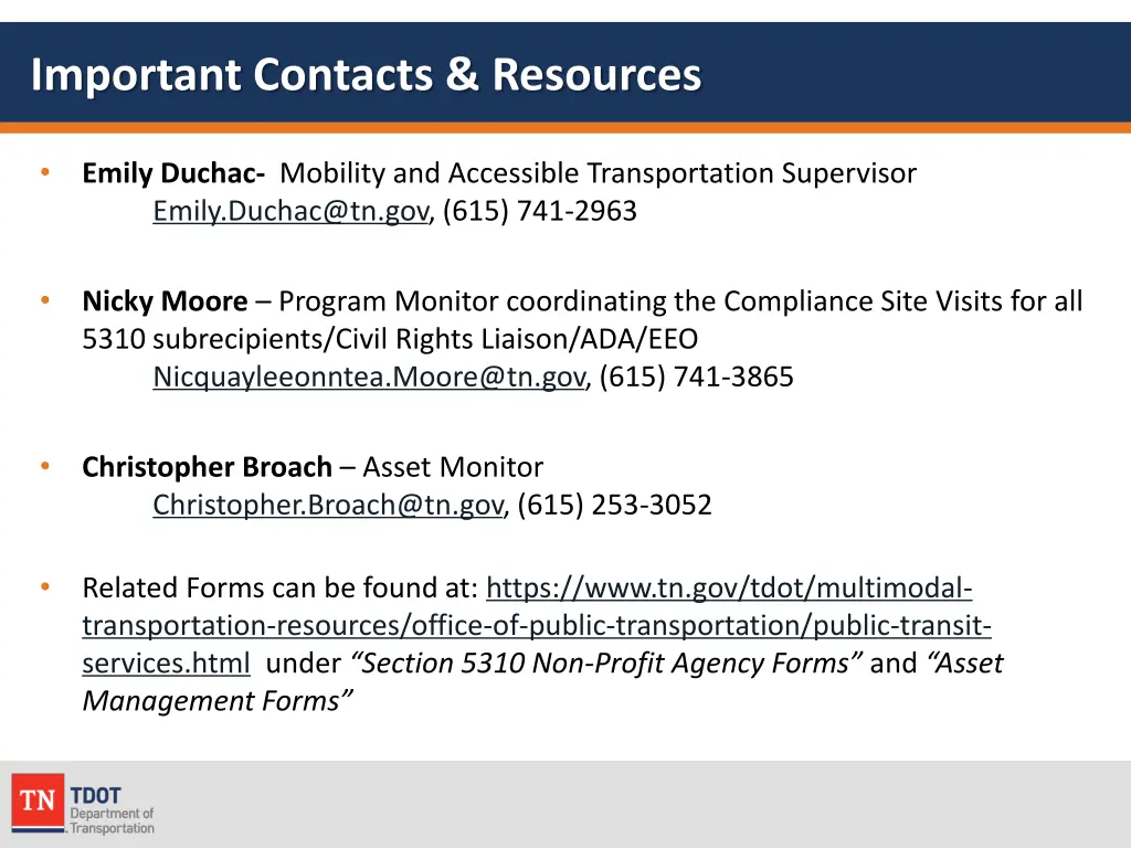 important contacts resources