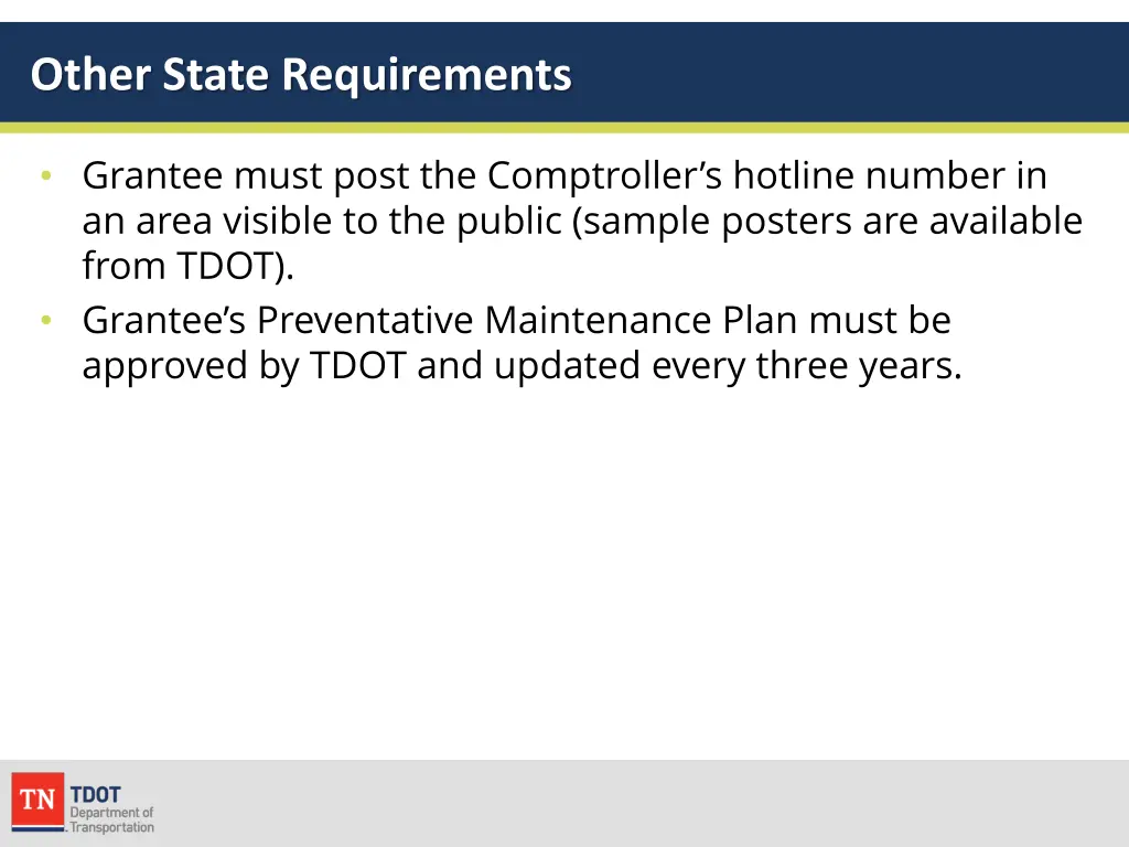 other state requirements