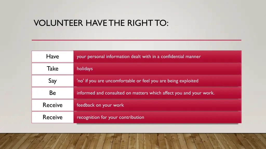 volunteer have the right to 1