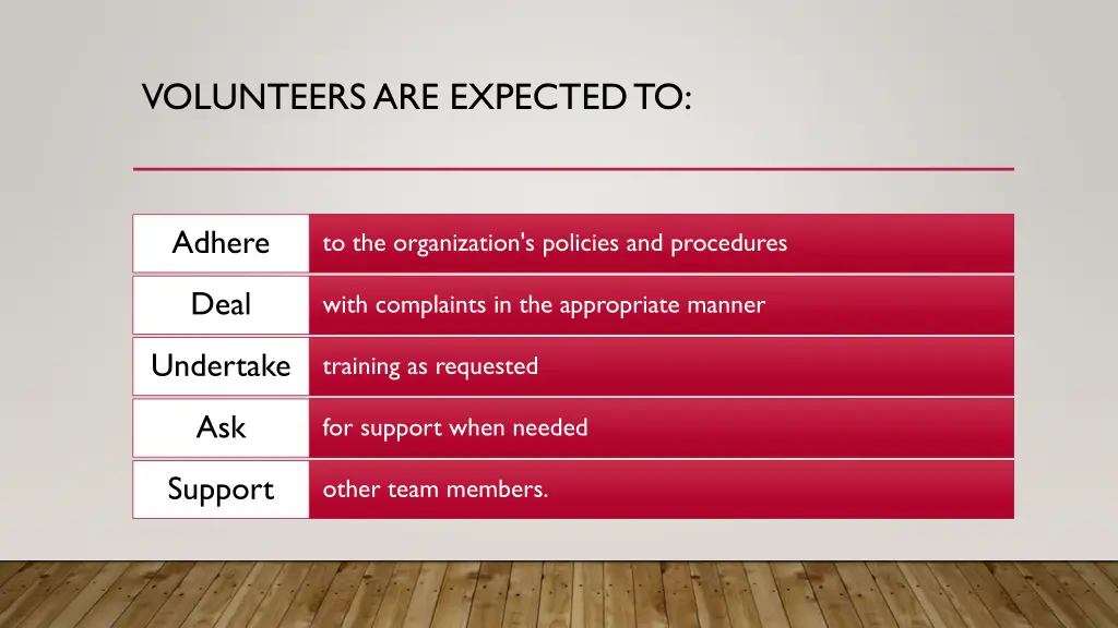 volunteers are expected to 1