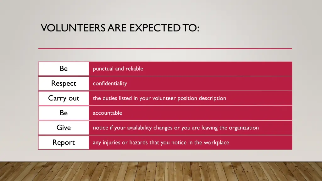 volunteers are expected to