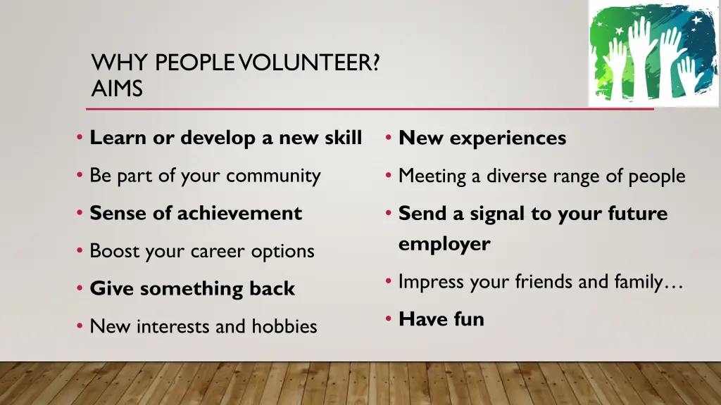 why people volunteer aims