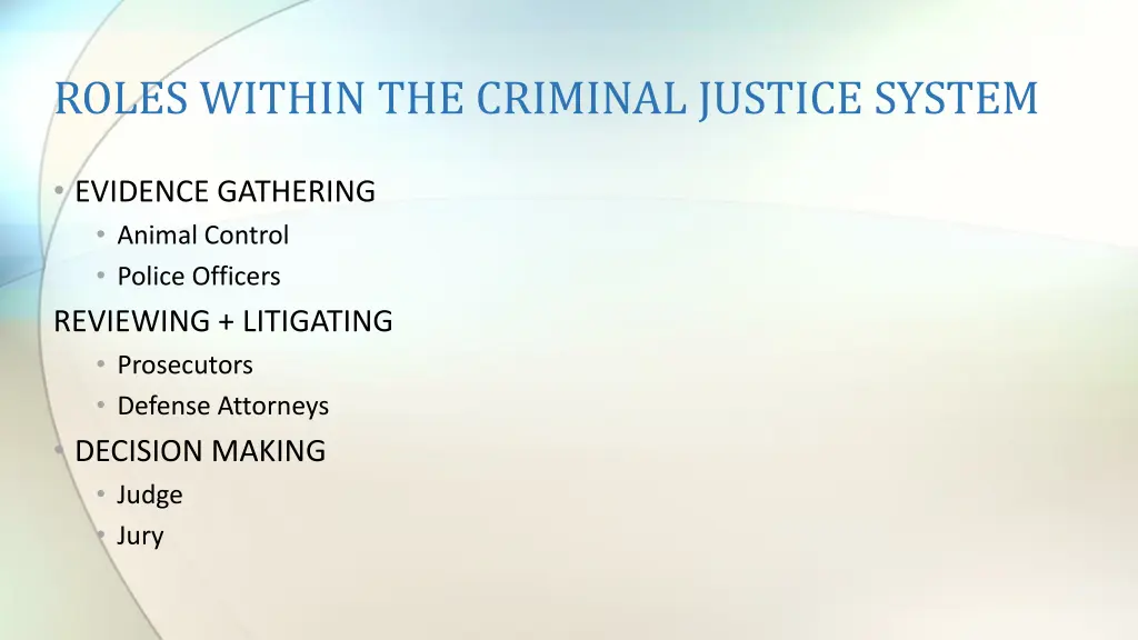 roles within the criminal justice system