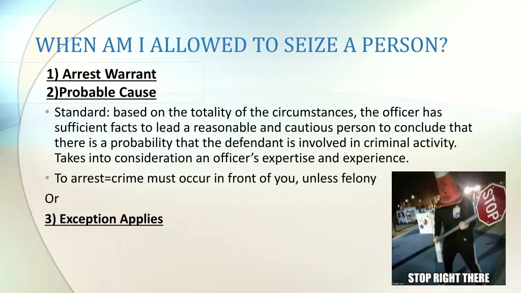 when am i allowed to seize a person